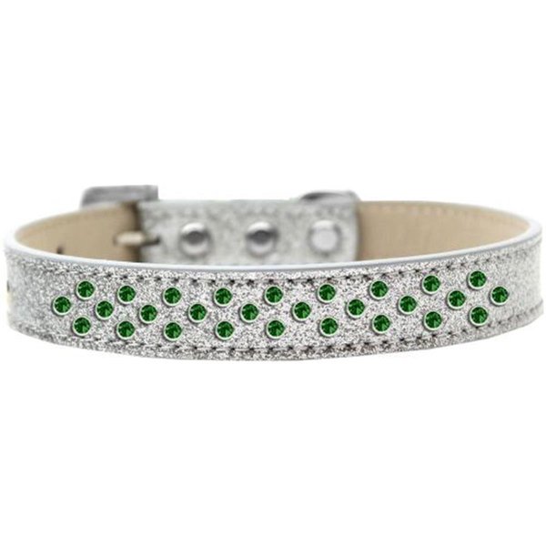 Unconditional Love Sprinkles Ice Cream Emerald Green Crystals Dog Collar, Silver - Size 18 UN2435410